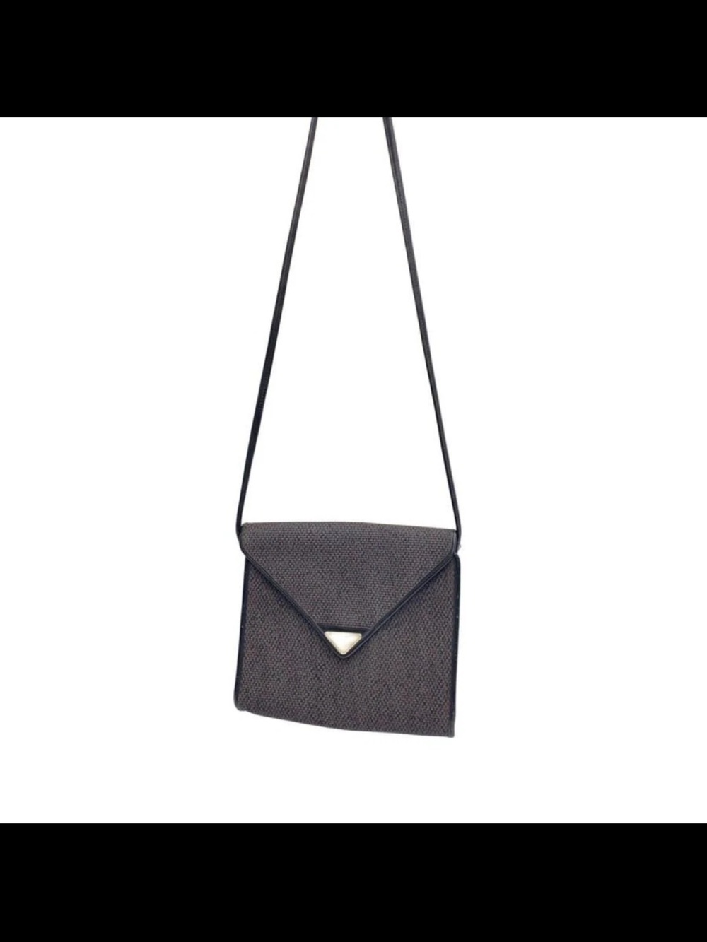 Yves Saint Laurent Black Textured Envelope Crossbody with Triangle Clasp